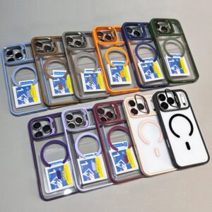 iPhone 13 Pro  Mag-Safe Clear Case | Shockproof Transparent Cover with Camera Lens Protection | Metal Ring Stand & Wireless Charging Support