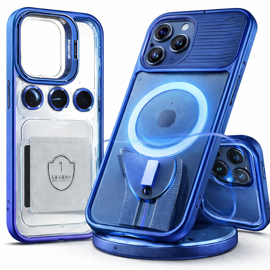 iPhone 14  Mag-Safe Clear Case | Shockproof Transparent Cover with Camera Lens Protection | Metal Ring Stand & Wireless Charging Support