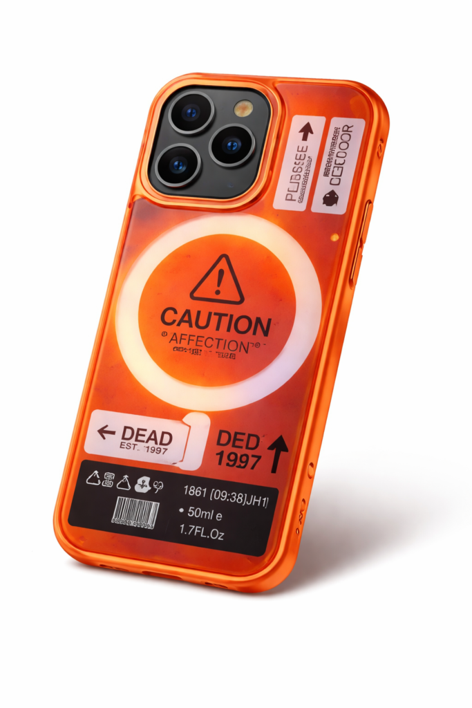 🔶 iPhone 16 MagSafe Clear Case – Bold Caution Design | Shockproof & Stylish Protection