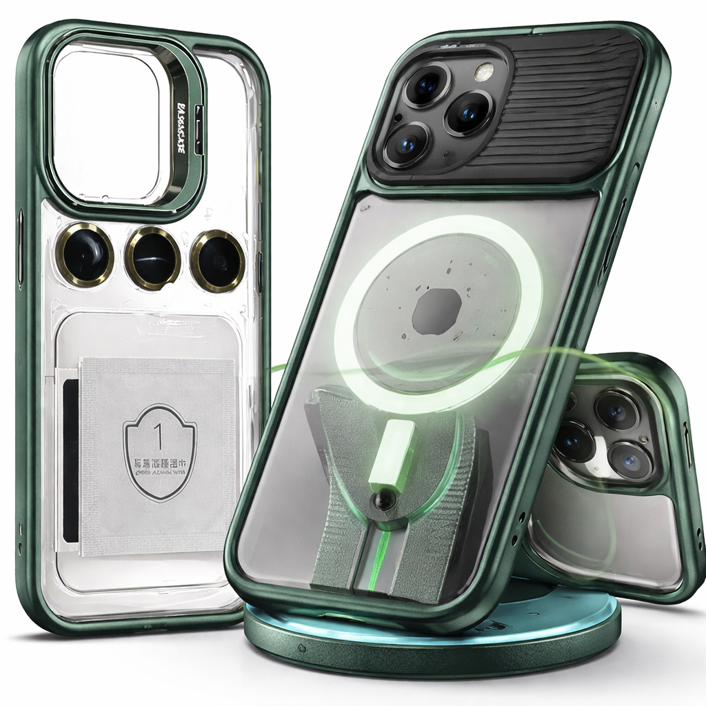 iPhone 13  Mag-Safe Clear Case | Shockproof Transparent Cover with Camera Lens Protection | Metal Ring Stand & Wireless Charging Support (Copy)